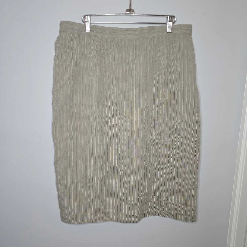 Vintage Plus Size Tan And Phantom Stripe Women's Skirt, Size 18
